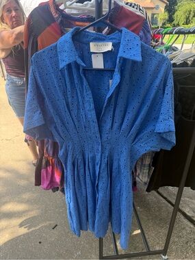 the tobie long sleeve satin mini shirt dress by exquise New Anthropologie The Tobie Long-Sleeve Satin Mini Shirt Dress by Exquise Size L